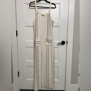 ASOS Textured cream stripe knit Patch pocket jumpsuit Size 6 (runs large) NWT